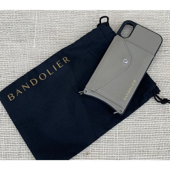 Bandolier Iphone X Leather Case, Tan Black, Strap Hooks, Snap Pocket, MagSafe - Picture 2 of 3